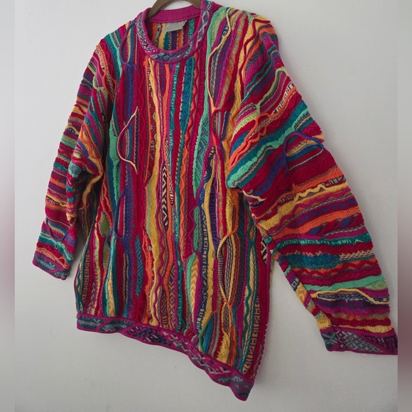 COOGI Vintage 90's 3D Knit Vibrant Multicolor Cotton Intricate Knit Swaeter L - Picture 5 of 9